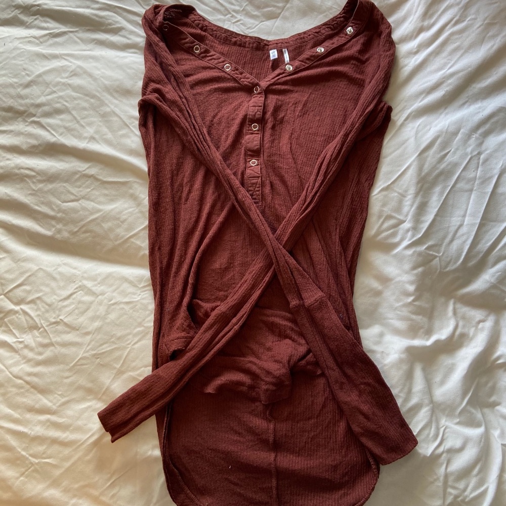 Burgundy U.O. Tight long sleeve top